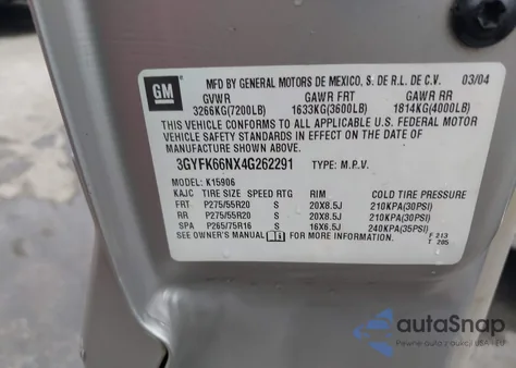 2004 Cadillac Escalade Esv Platinum Edition from USA, damaged, VIN 3GYFK66NX4G262291